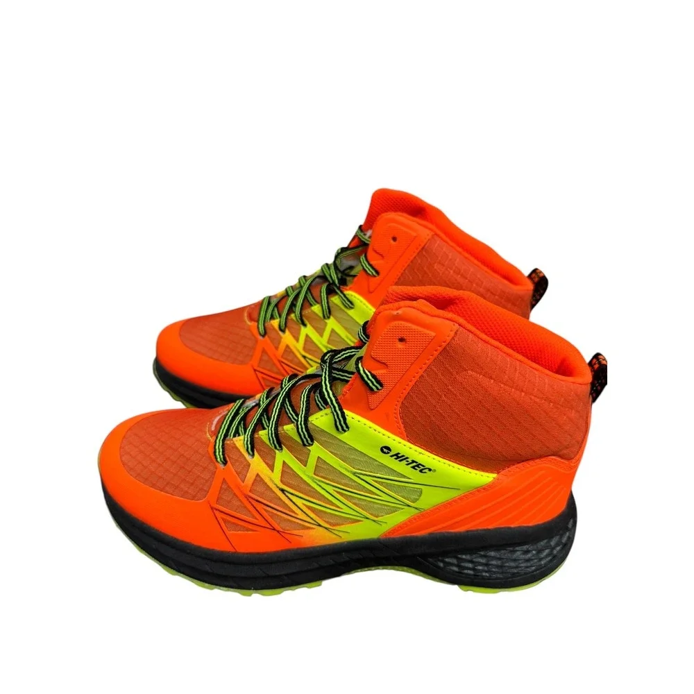 Hi-Tec Mens Neon Orange Lime Green High Top Demolisher Hiking Boots Size 9.5 NEW
